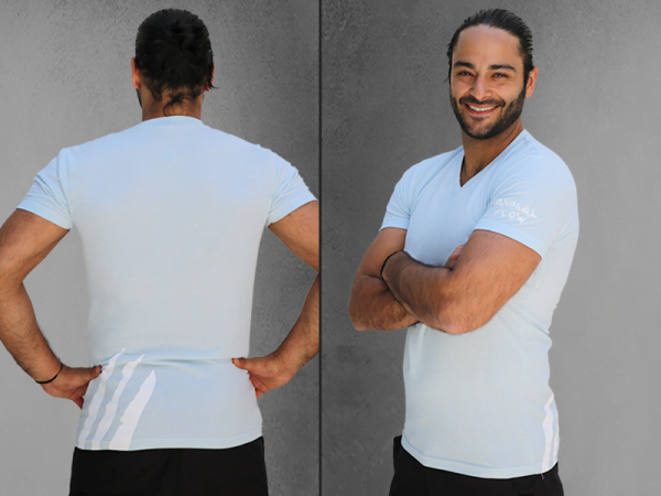 light blue mens v neck side by side FLOWIST