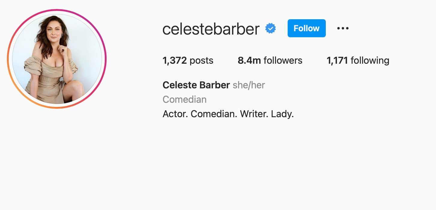 image of instagram account celestebarber
