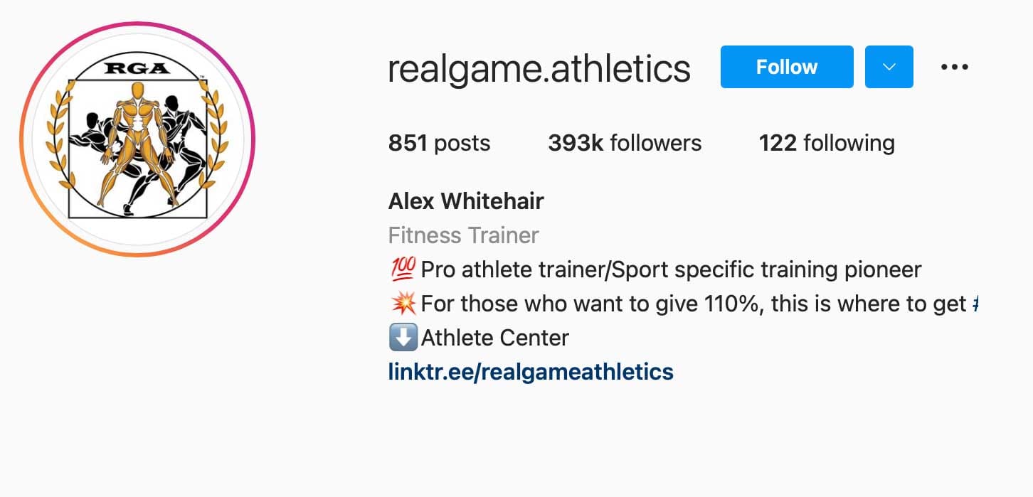 image of instagram account realgame.athletics