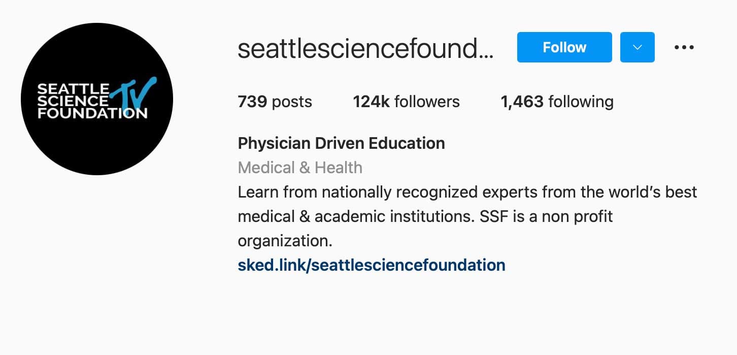 image of instagram account seattlesciencefoundation