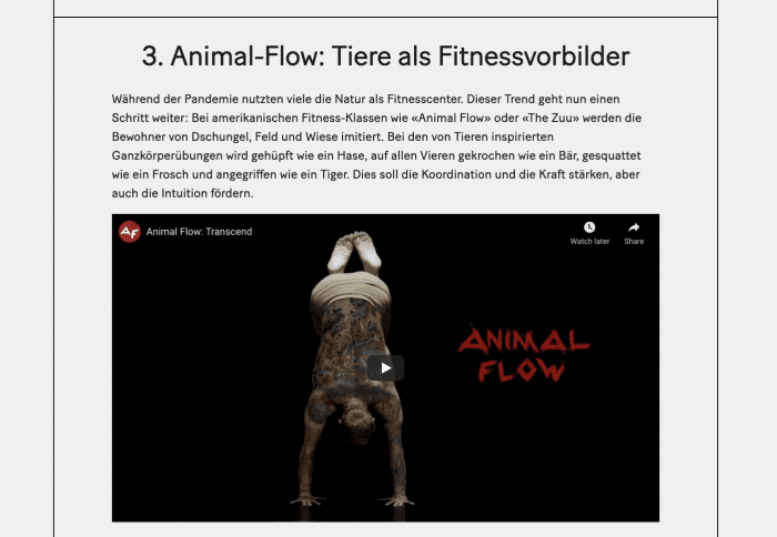 Screenshot of 20 Minuten article. Man in a Tuck Balance with German text underneath.