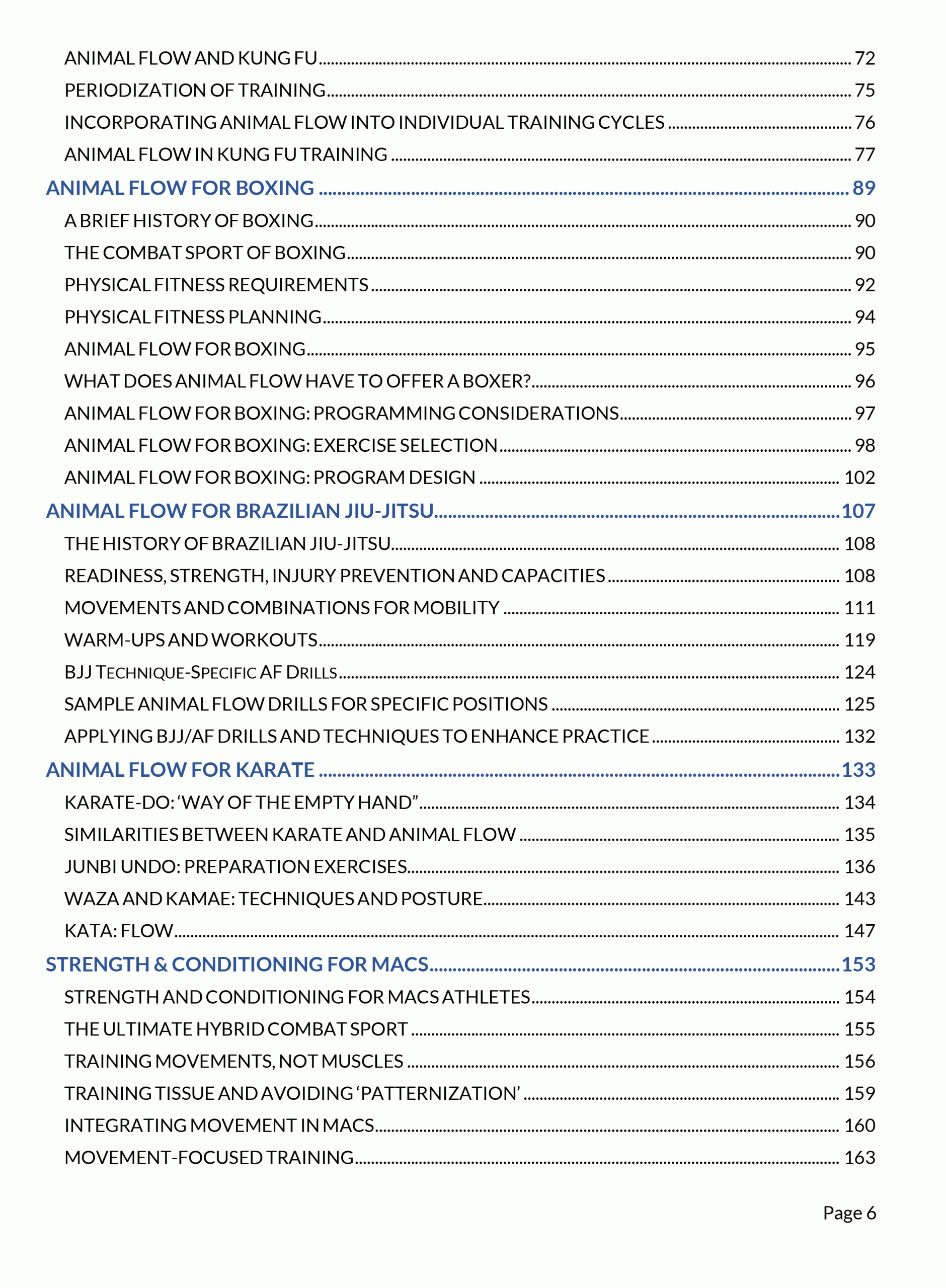 table of contents page 1