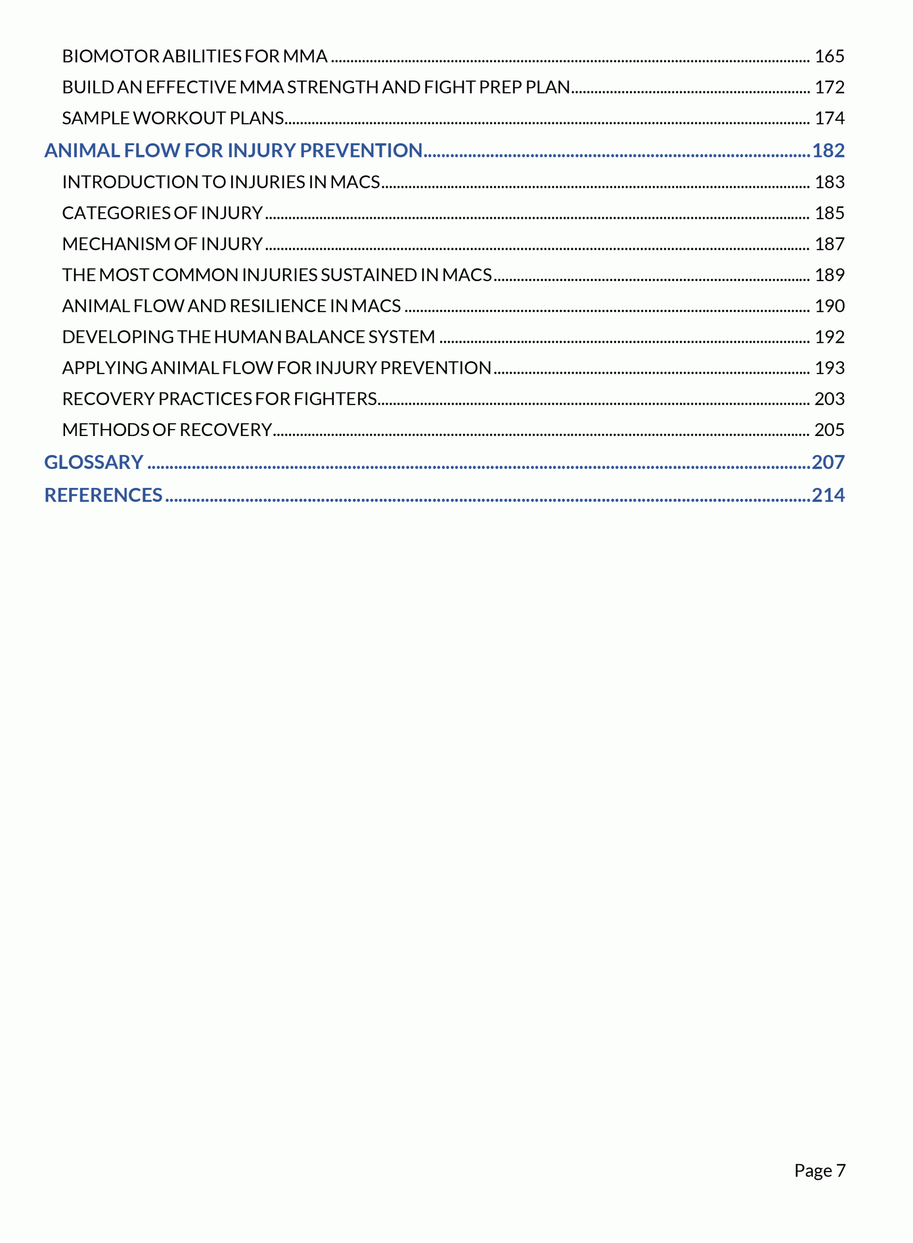 table of contents page 1