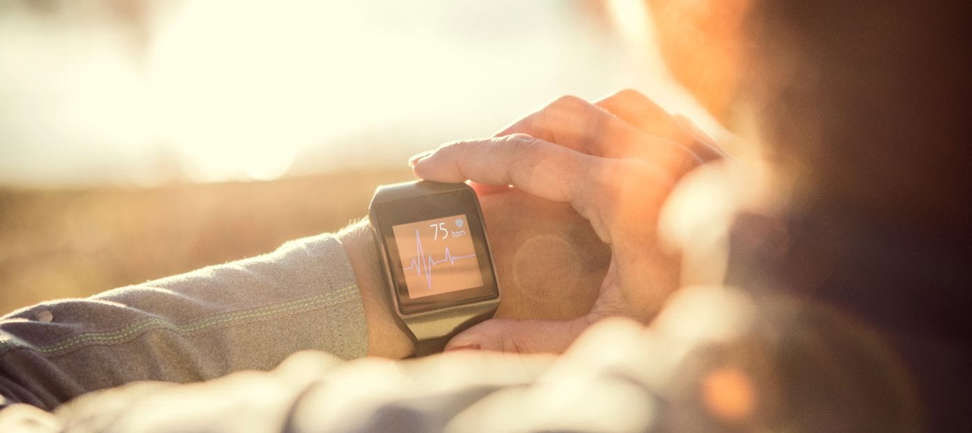 Close up up view of heart rate measurement on watch